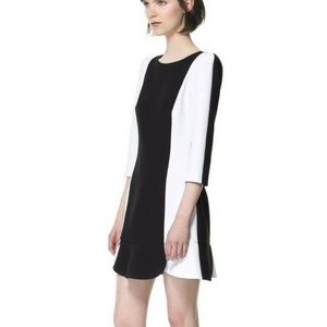 Zara Cocktail Work Stripe Scallop Shift Dress